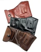 Right Hand Leather Belt Holster with Ammo Pouch for REVOLVERS - Choose