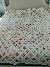 Antique Handmade Cathedral Window Quilt