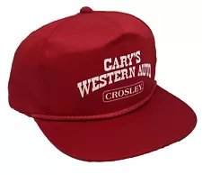 Vintage Garys Western Auto Hat Cap Snap Back Red Rope Crosley YoungAn One Size