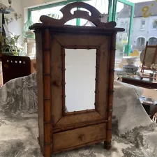 Antique French 19” Tall Apprentice Armoire, Doll Furniture - Bamboo