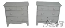 64690EC: Pair 3 Drawer Distressed White Painted Nightstands