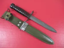 WWII Era US Army M1 Carbine Bayonet w/Leather Handle - Utica w/M8 Scabbard XLNT