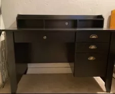 Black Wooden Desk, Barely used, perfect condition