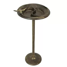 Rustic Cast Iron Bird Bath Feeder Pedestal in Antique Bronze Finish 20 Inches