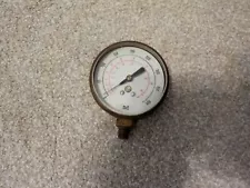 OLD M GLASS FACE & BRASS INDUSTRIAL PRESSURE GAUGE