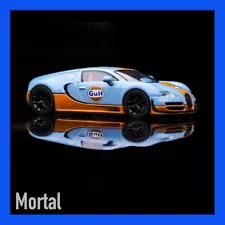 MAY 2024 Mortal 1/64 BUGATTI VEYRON GULF BIG LOGO + ENGINE BLACK WHEEL