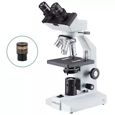 AmScope 40X-2000X Compound Binocular LED Microscope +USB Digital Eyepiece Camera