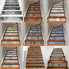 6Pcs Vinyl Stair Riser Decals Wall Tile Stickers Mural Wallpaper Self Adhesive