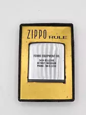 VINTAGE ZIPPO RULE TAPE MEASURE "FERRO EQUIPMENT CO" 5454 BELLEVUE DETROIT, MI.*