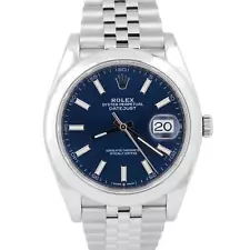 MINT 2023 Rolex DateJust 41 BLUE Stainless Steel 41mm JUBILEE Watch 126300