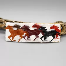 NATIVE AMERICAN BEADWORK-BEADED BARRETTE w/HORSE DESIGN by ROSITA YAZZIE-NAVAJO