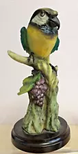 Blue Macaw Parrot On Grape Vine Figurine