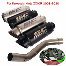 Slip for Kawasaki Ninja ZX10R 2008-2020 Exhaust Mid Link Pipe Black Muffler Tips