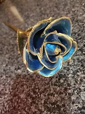 Dipped Gold Blue Real Rose