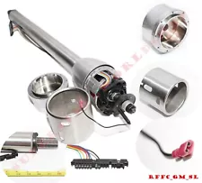 Universal 32" GM Style Floor Shift Steering Column+9 holes Wheel Adapter Silver (For: 1968 BMW)