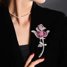 Bouquet Series Purple Rose Corsage Brooch Fashion Elegant Rhinestone Lapel Pin