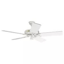 52 in. White Damp-Rated Cast-Iron Vintage Hunter Ceiling Fan 220-240V-50/60Hz