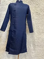 Dark Blue Ao Dai for Men, Traditional Vietnamese Gam Ao Dai for Men G16