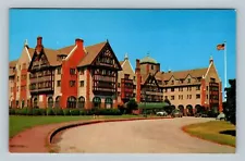 Montauk Manor Long Island Hotel Period Cars Antique Vintage New York Postcard