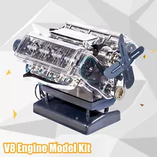 DIY Mini V8 Engine Model Kit Working Miniature Motor Silver.