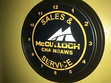 McCulloch Chainsaw Sales Lumberjack Garage Man Cave Clock Advertising Sign