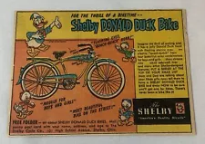 1950 Shelby DONALD DUCK bicycle cartoon ad ~ 4.5x6