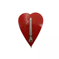 Vintage Celluloid Red Heart Pin Mercury Thermometer Carved Victorian