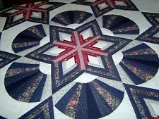 King/Queen Amish Hand Made Log Cabin Star Quilt 93x106