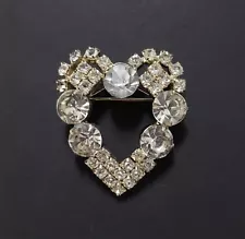 Stunning Antique Austrian Crystal Heart Brooch 1920s