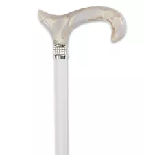 NEW! LADIES All White PEARL DIAMOND Handle with RHINESTONES Walking Cane