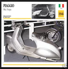 1946 Piaggio 98cc Vespa Scooter Moped Italy Motorcycle Photo Spec Info Card