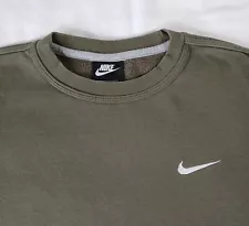 Nike Sweatshirt M Mens Olive Green Crewneck Pullover Embroidered High Quality