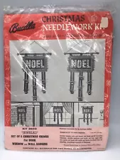 Bucilla Christmas Felt Needlework Kit 2833 Jeweled NOEL Door Wall Chimes VTG 60s