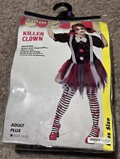 Spirit Killer Clown Costume Women’s Plus 16-20 Scary Halloween
