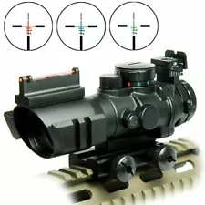 Tri-illuminated 4X32 RGB Prismatic BDC Recticle Rifle Scope &Fiber Optic Sight