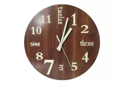 Glow In The Dark Wooden Wall Clock Large 14" Retro Battery Operated Tested