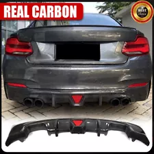 For BMW F22 F23 M235i M240i 14-19 Rear Bumper Diffuser Lip Kit W/Led Real Carbon (For: 2017 M240i)