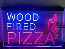 Wood Fired Pizza Neon Light Sign Dual Color Wall Desktop Restaurant Decor