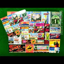 RETRO USA ROAD TRIP PUZZLE vintage Disneyland 1970s DollyWood Coney Mt Rushmore