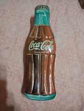 1997 Coca Cola Coke Bottle Shaped Tin Box 13 Inches Tall Has Rust See Photos