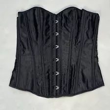 Black Satin Polyester Lace Up Corset Unbranded Size Medium