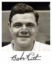 BABE RUTH AUTOGRAPHED PORTRAIT SMILING 8X10 PHOTO