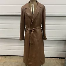 Vintage Long Leather Coat Leathers By New England USA Medium Brown Sportswear Co