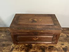 Masonic Wooden Chest Freemason Tool Box Brass Handles Trays Carpenter Woodwork