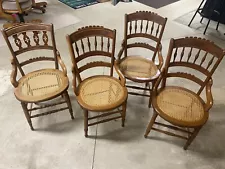 Vintage Carved Cane Chairs Set Of 4