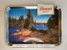 VINTAGE 1960s HAMM'S BEER SIGN - CANOE - PINE TREES - LAKE - MINNESOTA - NICE!