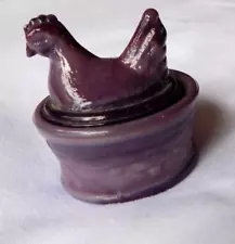 Vintage E.E. Bowman Purple Milk Glass Mini Hen on Nest Salt Cellar Dip Chicken