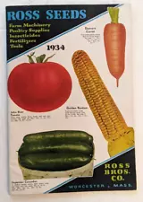 1934 WORCESTER MA ROSS SEEDS FLOWERS VEGETABLES POULTRY FARM TOOL CATALOG 92 PGS