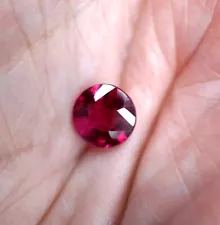 Round Faceted Ruby Weighs 2.1 carats 7.6mm x 4.25mm