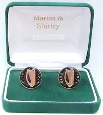 1974 IRELAND cufflinks from OLD IRISH coins Black Gold